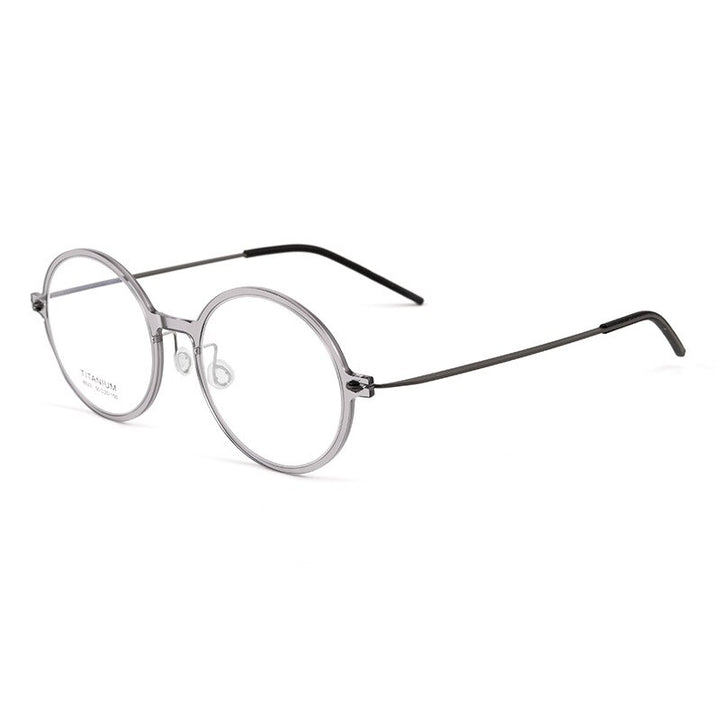 Yimaruili Unisex Full Rim Round Screwless Nylon Titanium Eyeglasses 6523hs Full Rim Yimaruili Eyeglasses Transparent Gray