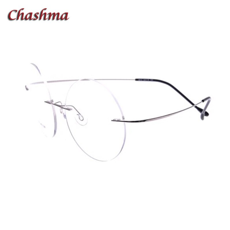 Chashma Ochki Unisex Rimless Round Titanium Eyeglasses 9613 Rimless Chashma Ochki Silver
