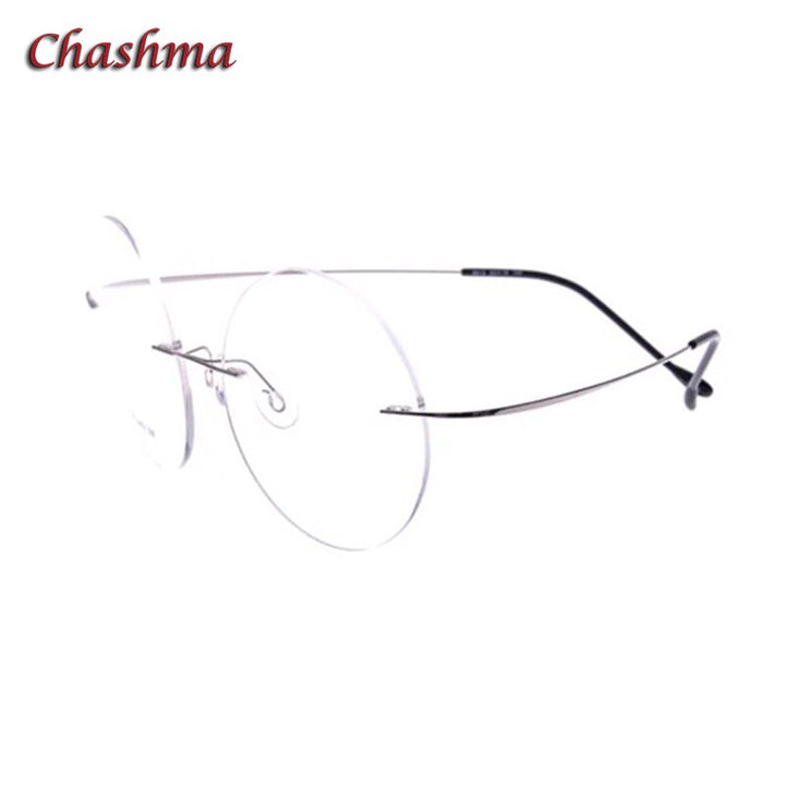Chashma Ochki Unisex Rimless Round Titanium Eyeglasses 9613 Rimless Chashma Ochki Silver
