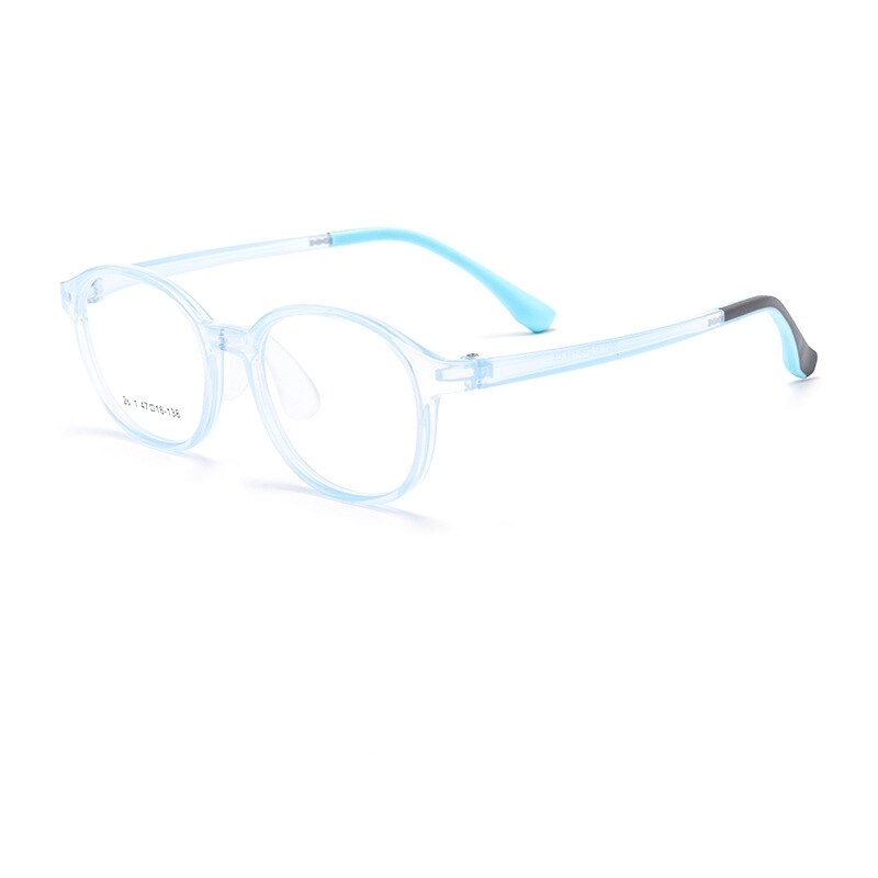 Yimaruili Unisex Children's Full Rim Round Ultem Silicone Eyeglasses  2601et Full Rim Yimaruili Eyeglasses Transparent Blue