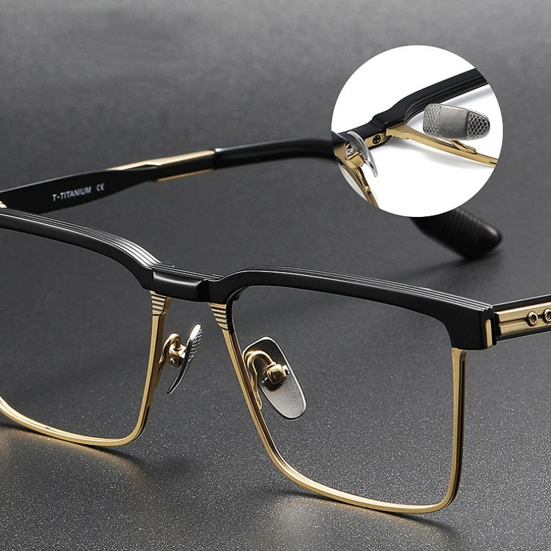 Yimaruili Men's Full Rim Square Acetate Titanium Eyeglasses Dtx137 Full Rim Yimaruili Eyeglasses