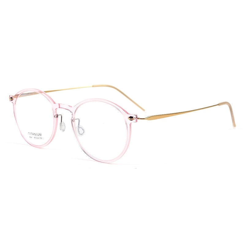 Yimaruili Unisex Full Rim Round Nylon Titanium Eyeglasses 6541hs Full Rim Yimaruili Eyeglasses Pink Gold