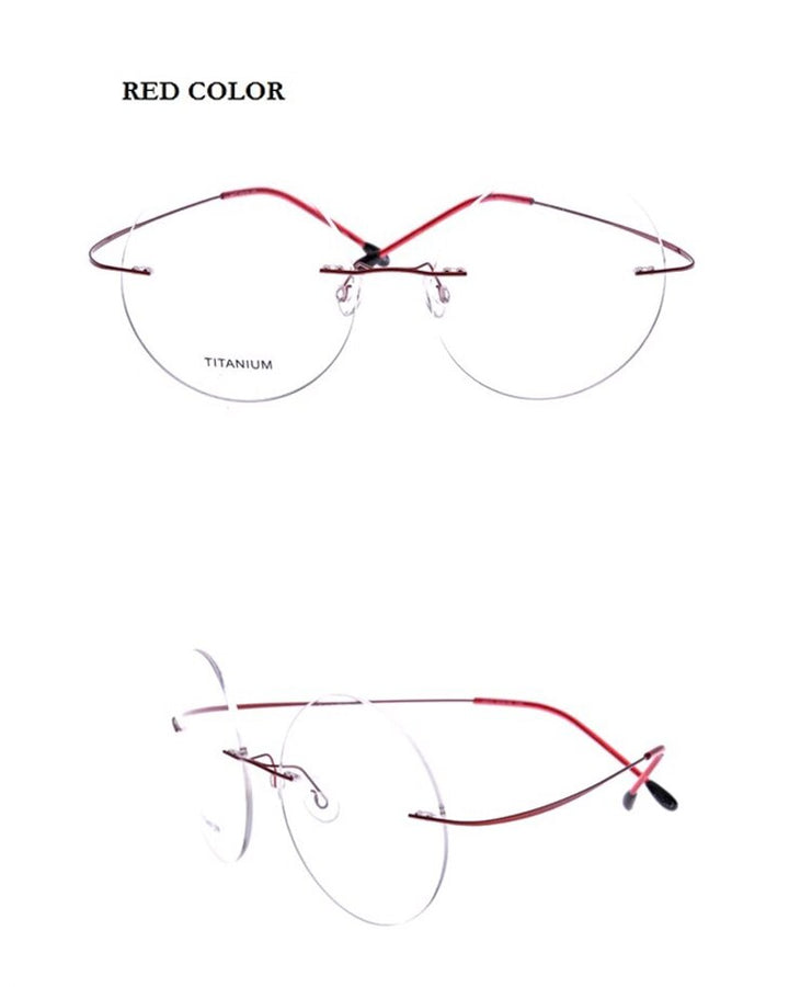 Chashma Ochki Unisex Rimless Round Titanium Eyeglasses 9613 Rimless Chashma Ochki