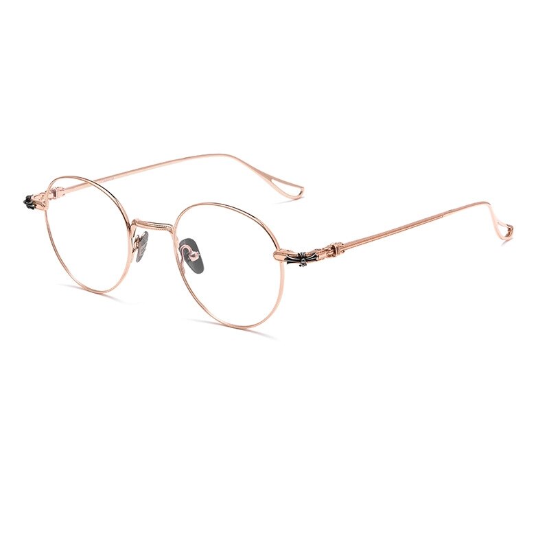 Yimaruili Unisex Full Rim Round Titanium Eyeglasses 923 Full Rim Yimaruili Eyeglasses Rose Gold