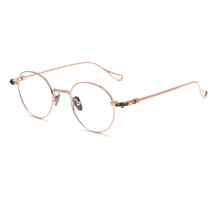 Yimaruili Unisex Full Rim Round Titanium Eyeglasses 923 Full Rim Yimaruili Eyeglasses Rose Gold