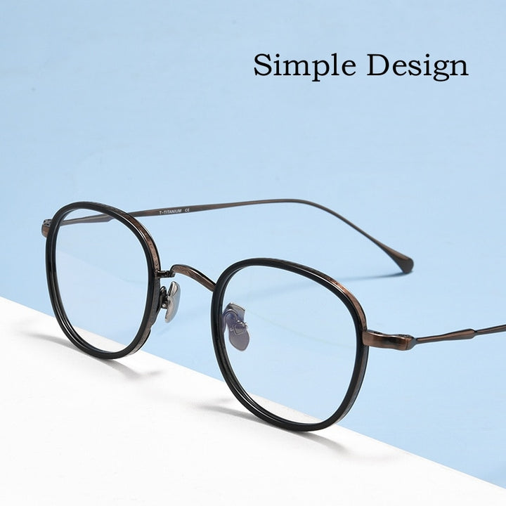 Yimaruili Unisex Full Rim Square Acetate Titanium Eyeglasses Kmn137 Full Rim Yimaruili Eyeglasses