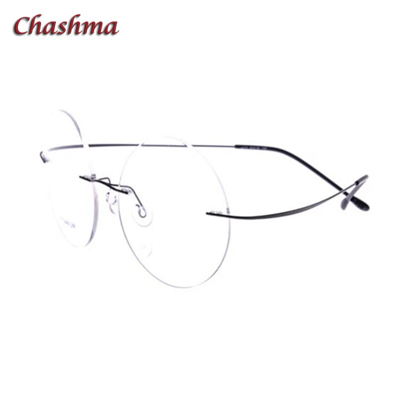 Chashma Ochki Unisex Rimless Round Titanium Eyeglasses 9613 Rimless Chashma Ochki Black