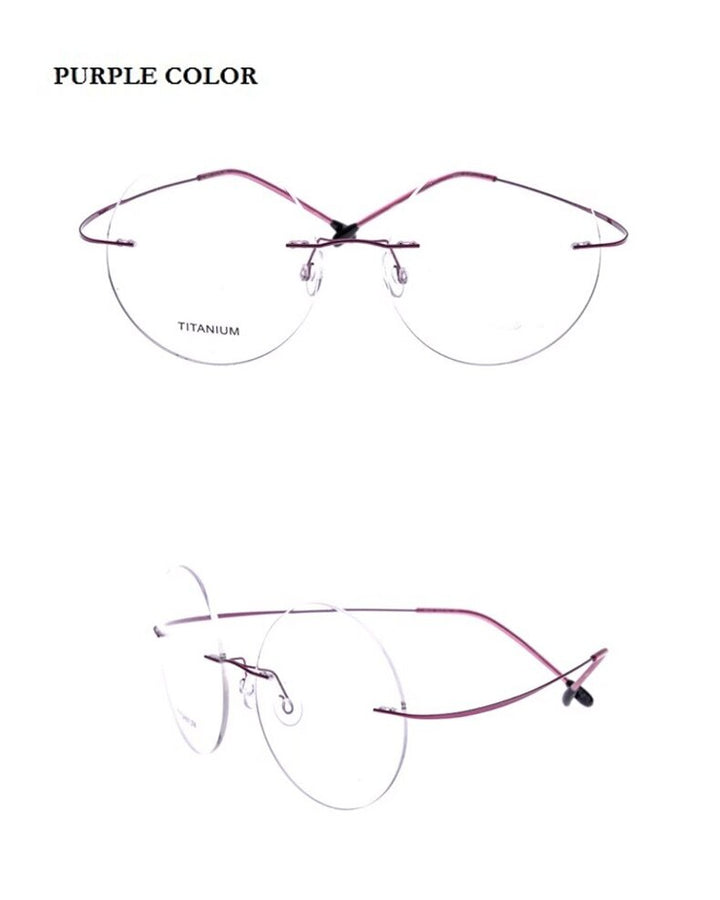 Chashma Ochki Unisex Rimless Round Titanium Eyeglasses 9613 Rimless Chashma Ochki