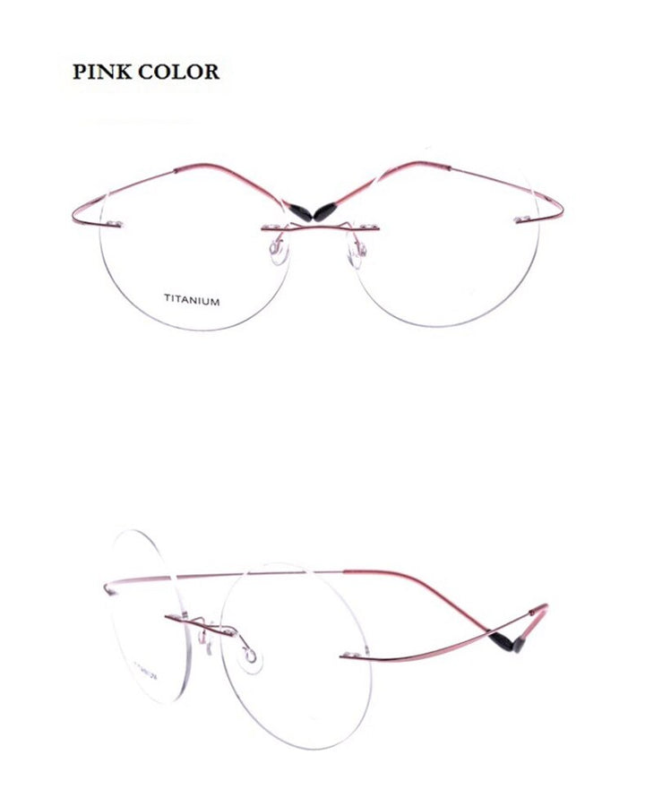 Chashma Ochki Unisex Rimless Round Titanium Eyeglasses 9613 Rimless Chashma Ochki