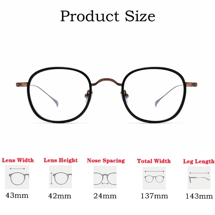 Yimaruili Unisex Full Rim Square Acetate Titanium Eyeglasses Kmn137 Full Rim Yimaruili Eyeglasses