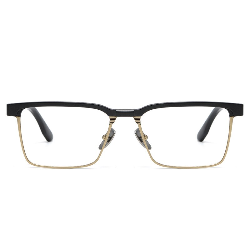 Yimaruili Men's Full Rim Square Acetate Titanium Eyeglasses Dtx137 Full Rim Yimaruili Eyeglasses