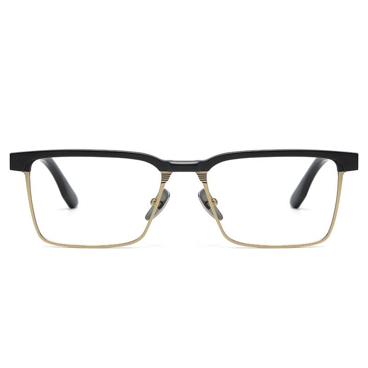 Yimaruili Men's Full Rim Square Acetate Titanium Eyeglasses Dtx137 Full Rim Yimaruili Eyeglasses