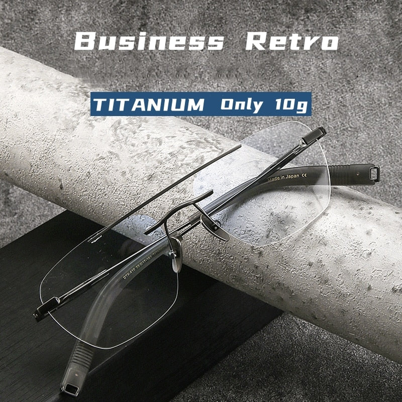 Yimaruili Unisex Rimless Square Double Bridge Titanium Eyeglasses Dtx419 Rimless Yimaruili Eyeglasses