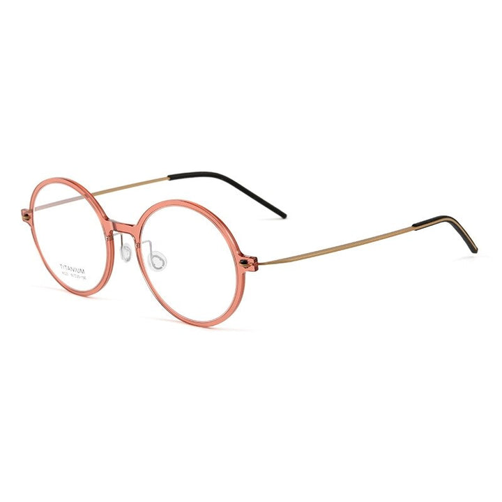 Yimaruili Unisex Full Rim Round Screwless Nylon Titanium Eyeglasses 6523hs Full Rim Yimaruili Eyeglasses Red Gold
