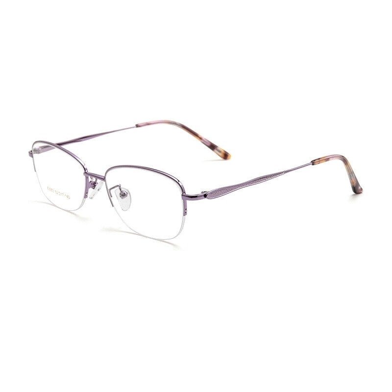 Yimaruili Women's Semi Rim Rectangle Alloy Acetate Eyeglasses 83003sn Semi Rim Yimaruili Eyeglasses Purple