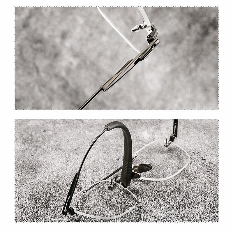 Yimaruili Unisex Rimless Square Double Bridge Titanium Eyeglasses Dtx419 Rimless Yimaruili Eyeglasses