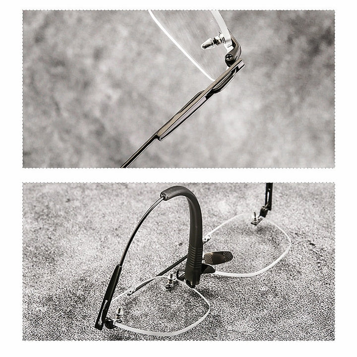 Yimaruili Unisex Rimless Square Double Bridge Titanium Eyeglasses Dtx419 Rimless Yimaruili Eyeglasses