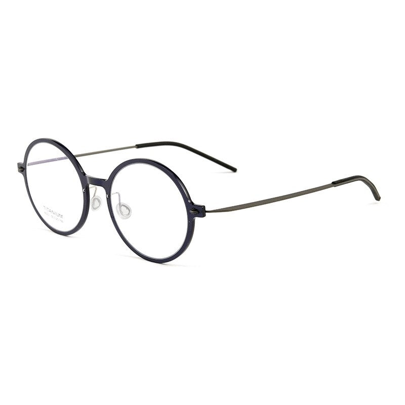 Yimaruili Unisex Full Rim Round Screwless Nylon Titanium Eyeglasses 6523hs Full Rim Yimaruili Eyeglasses Transparent Blue
