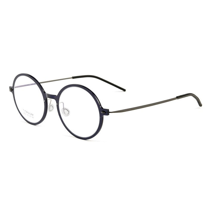 Yimaruili Unisex Full Rim Round Screwless Nylon Titanium Eyeglasses 6523hs Full Rim Yimaruili Eyeglasses Transparent Blue