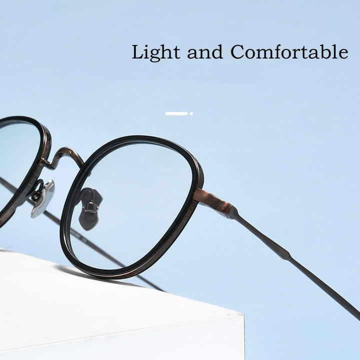 Yimaruili Unisex Full Rim Square Acetate Titanium Eyeglasses Kmn137 Full Rim Yimaruili Eyeglasses