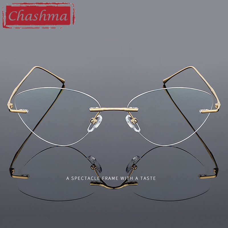 Chashma Ottica Unisex Rimless Triangle Cat Eye Titanium Eyeglasses 632 Rimless Chashma Ottica
