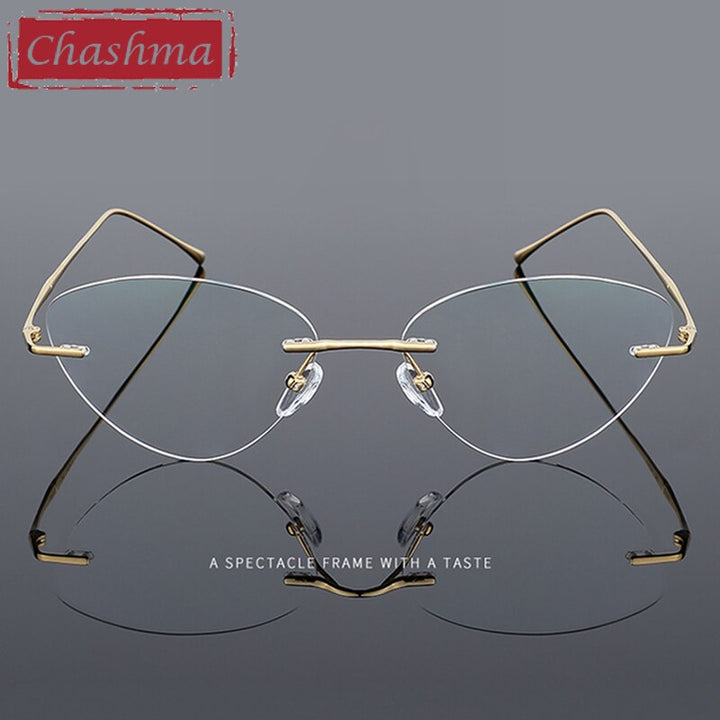Chashma Ottica Unisex Rimless Triangle Cat Eye Titanium Eyeglasses 632 Rimless Chashma Ottica