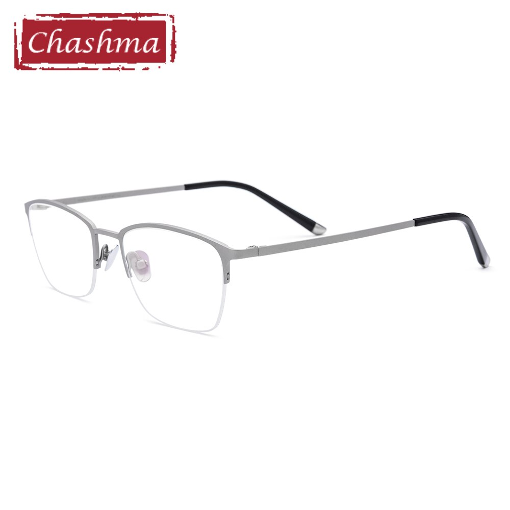 Chashma Men's Semi Rim Square Titanium Eyeglasses 18502 Full Rim Chashma Silver