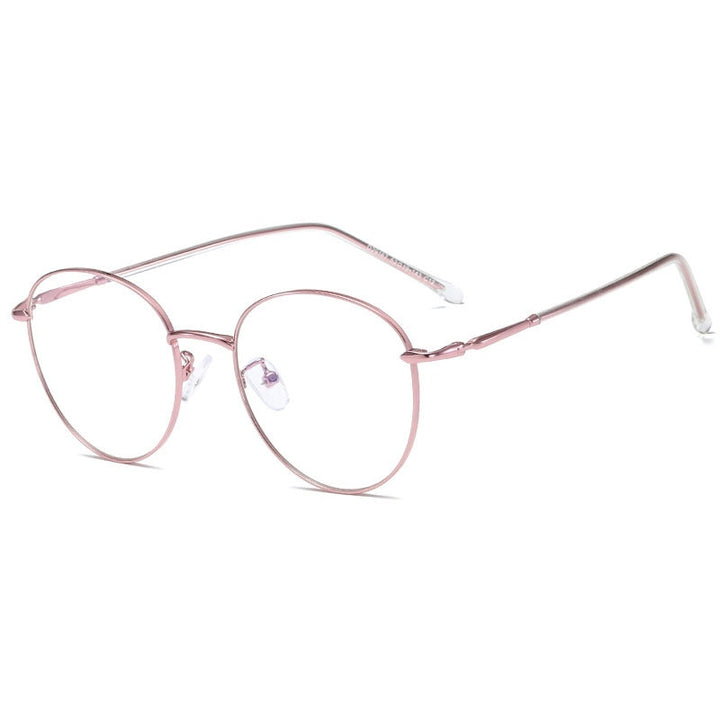 Hotony Unisex Full Rim Round Alloy Eyeglasses 29167 Full Rim Hotony purple