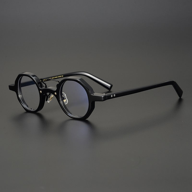 Gatenac Unisex Full Rim Round Acetate Double Bridge Frame Eyeglasses Gxyj706 Full Rim Gatenac Black