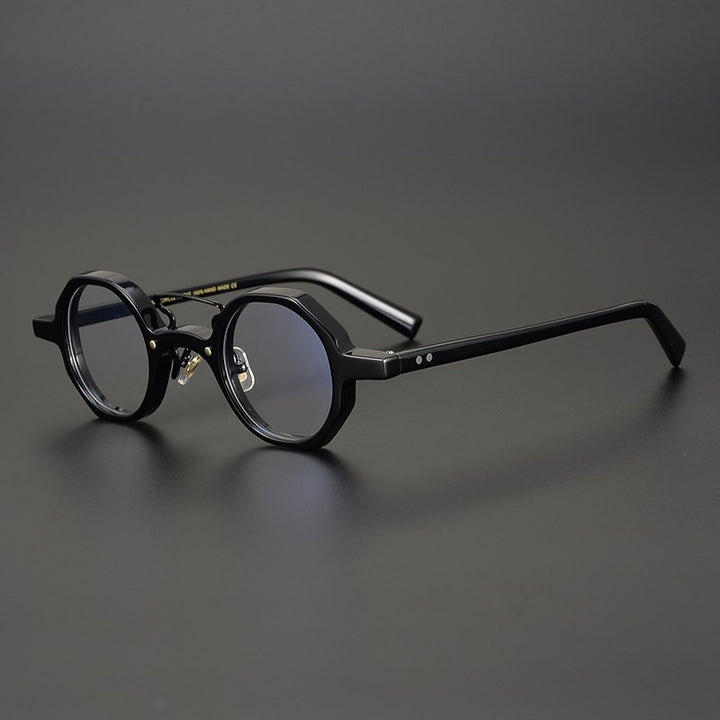 Gatenac Unisex Full Rim Round Acetate Double Bridge Frame Eyeglasses Gxyj706 Full Rim Gatenac Black