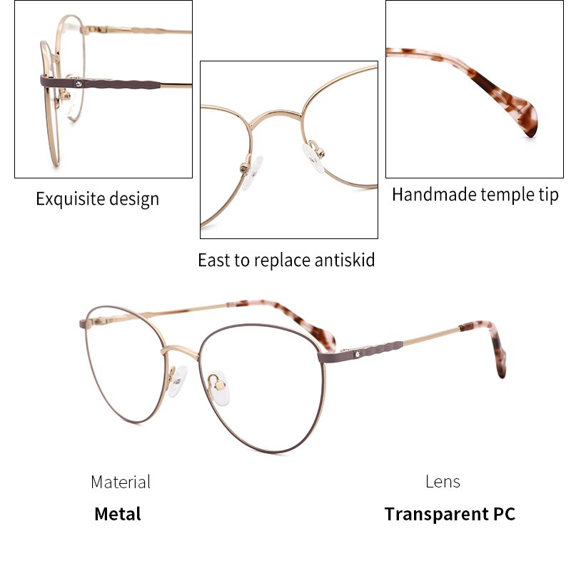 Kansept Women's Full Rim Round Stainless Steel Frame Eyeglasses 2329 Full Rim Kansept
