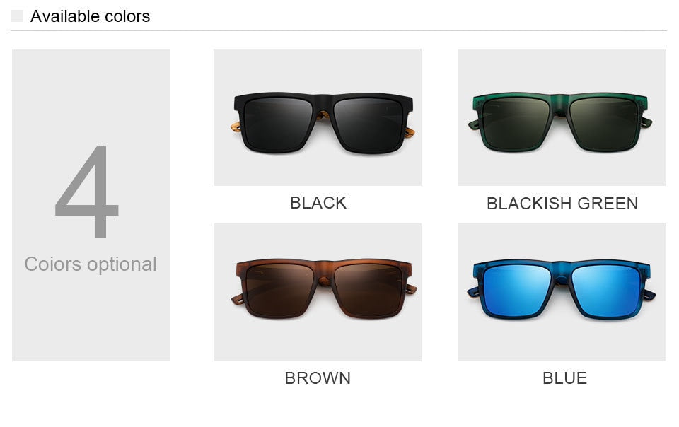 Yimaruili Unisex Full Rim Square  Bamboo/Wooden Frame Polarized Lens Sunglasses 8028 Sunglasses Yimaruili Sunglasses