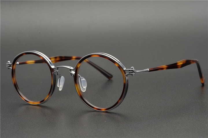 Muzz Men's Full Rim Round Titanium Acetate Frame Eyeglasses G15 Full Rim Muzz C2