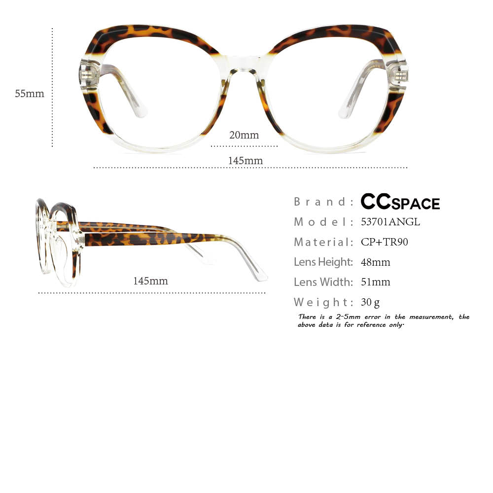 CCspace Women's Full Rim Round Tr 90 Titanium Frame Eyeglasses 53701 Full Rim CCspace
