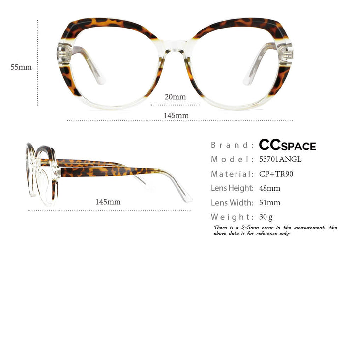 CCspace Women's Full Rim Round Tr 90 Titanium Frame Eyeglasses 53701 Full Rim CCspace