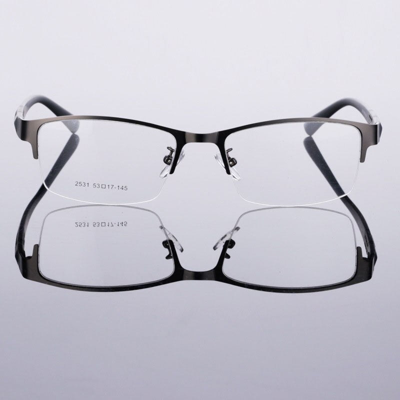 Unisex Half Rim Alloy Tr 90 Temple Eyeglasses 2531 Semi Rim Bclear
