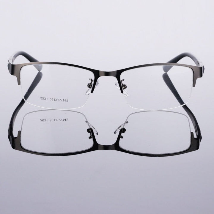 Unisex Half Rim Alloy Tr 90 Temple Eyeglasses 2531 Semi Rim Bclear