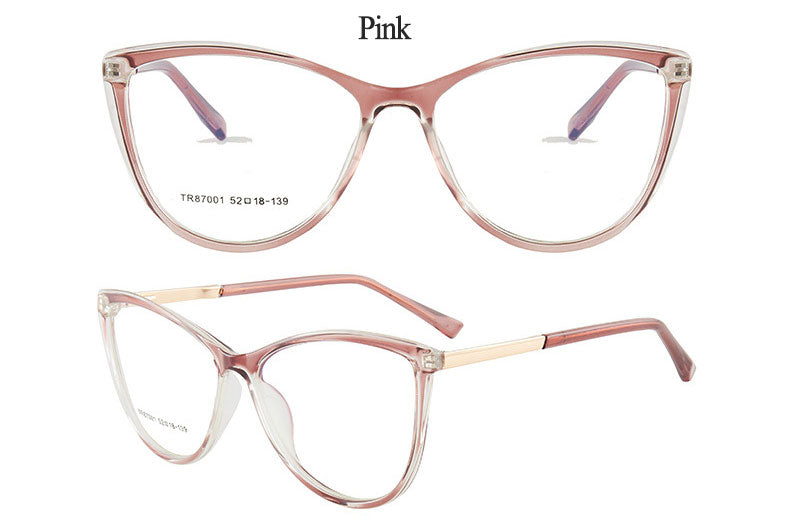 Hotony Woman's Full Rim Cat Eye TR 90 Resin Alloy Frame Eyeglasses 7001 Full Rim Hotony