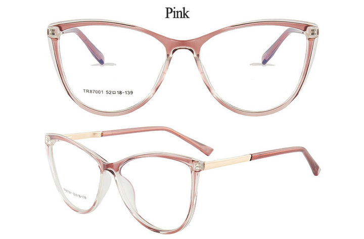 Hotony Woman's Full Rim Cat Eye TR 90 Resin Alloy Frame Eyeglasses 7001 Full Rim Hotony