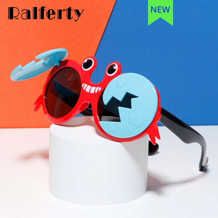 Ralferty Kids' Sunglasses Cartoons Crab Flip Up Unbreakable K8265 Sunglasses Ralferty