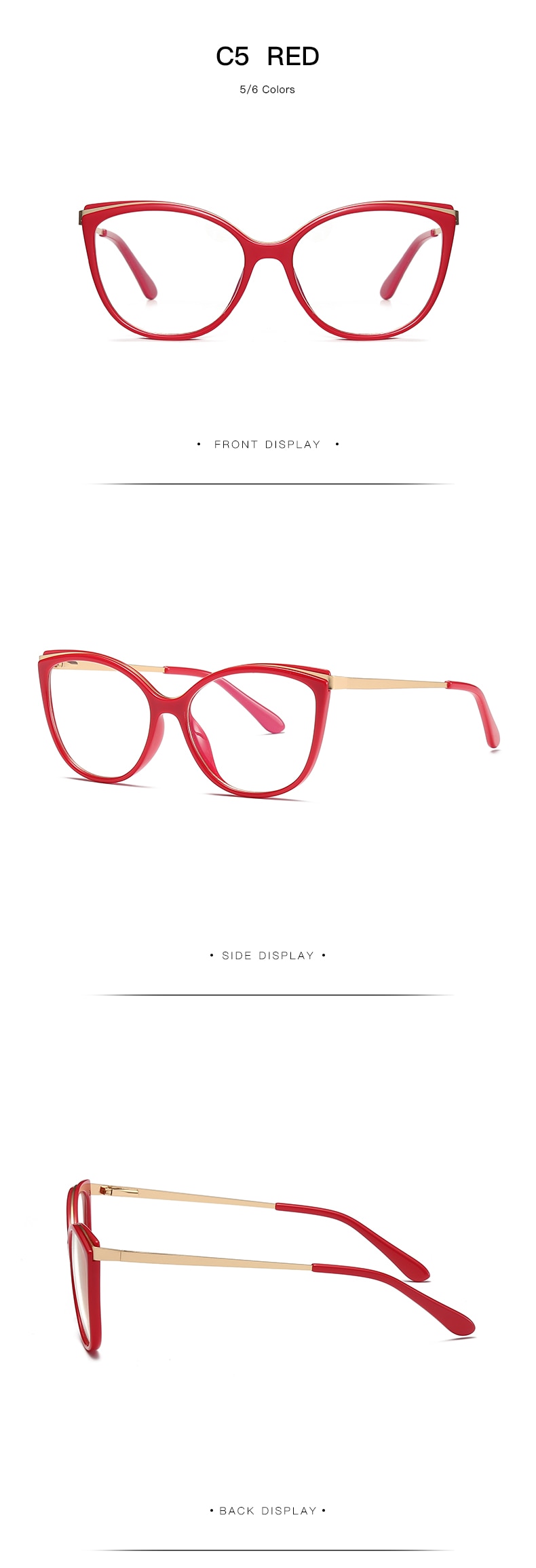 Hotochki Women's Full Rim Cat Eye Alloy Acetate Frame Eyeglasses 2052 Full Rim Hotochki