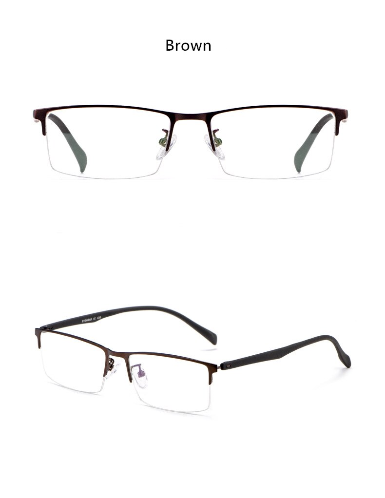 Yimaruili Men's Semi Rim Alloy Frame Eyeglasses 89032 Semi Rim Yimaruili Eyeglasses