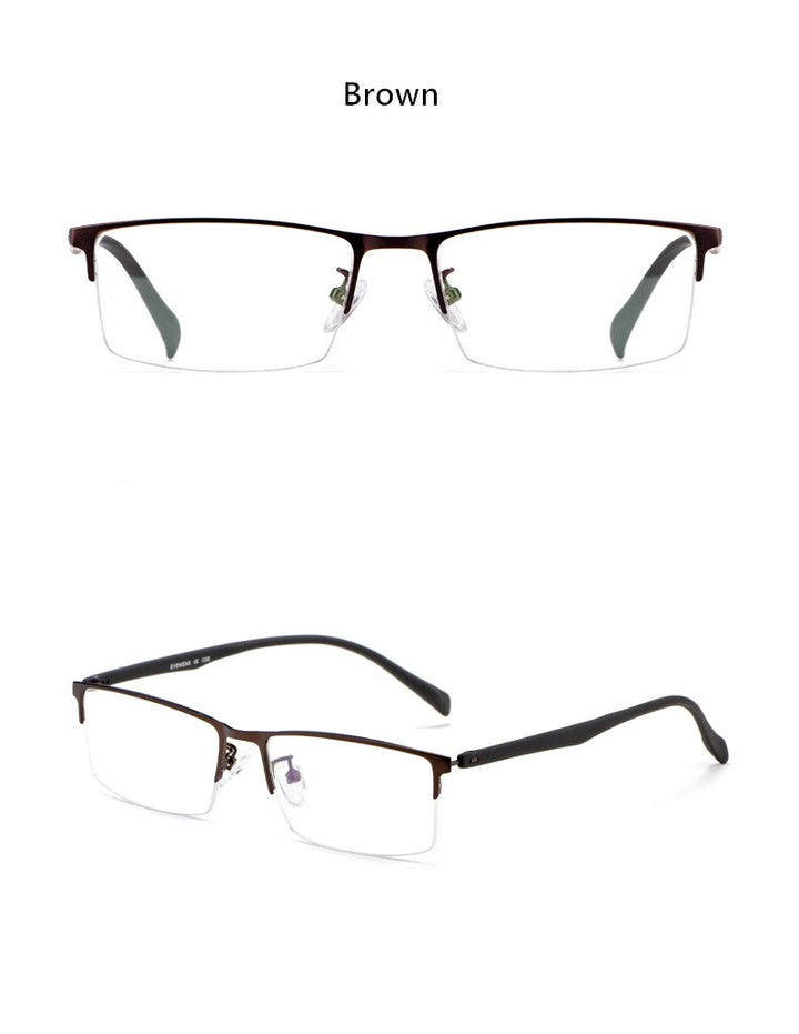 Yimaruili Men's Semi Rim Alloy Frame Eyeglasses 89032 Semi Rim Yimaruili Eyeglasses