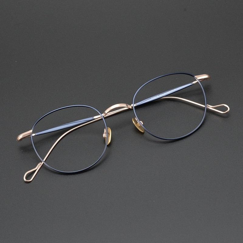 Gatenac Unisex Full Rim Round Titanium Frame Eyeglasses Gxyj491 Full Rim Gatenac