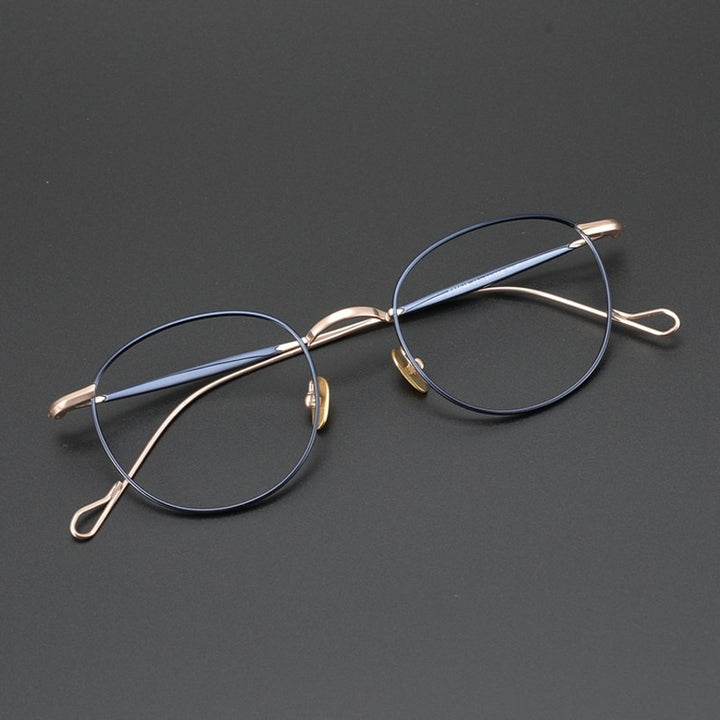 Gatenac Unisex Full Rim Round Titanium Frame Eyeglasses Gxyj491 Full Rim Gatenac
