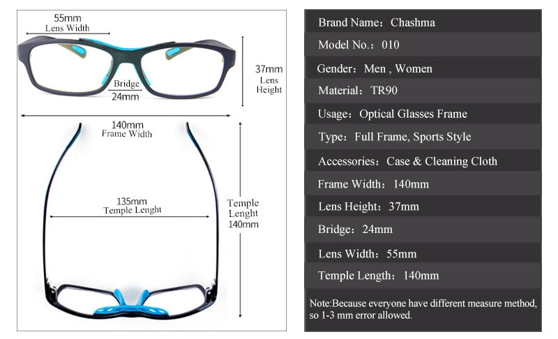 Chashma Ottica Unisex Full Rim Square Tr 90 Titanim Sport Goggle Eyeglasses 010 Full Rim Chashma Ottica