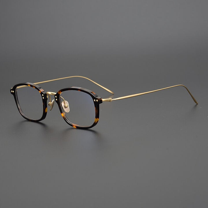 Gatenac Unisex Full Rim Square Acetate Titanium Frame Eyeglasses Gxyj330 Full Rim Gatenac 4
