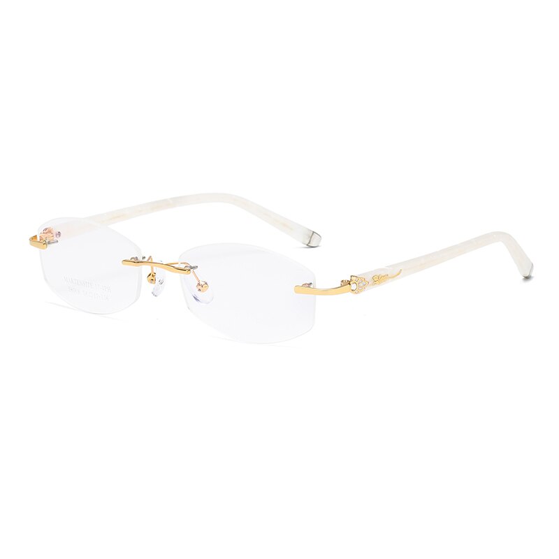 Zirosat 58069 Women's Eyeglasses Alloy Tint Lenses Diamond Cutting Rimless Titanium Rimless Zirosat golden
