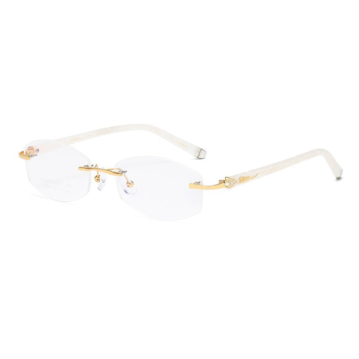 Zirosat 58069 Women's Eyeglasses Alloy Tint Lenses Diamond Cutting Rimless Titanium Rimless Zirosat golden