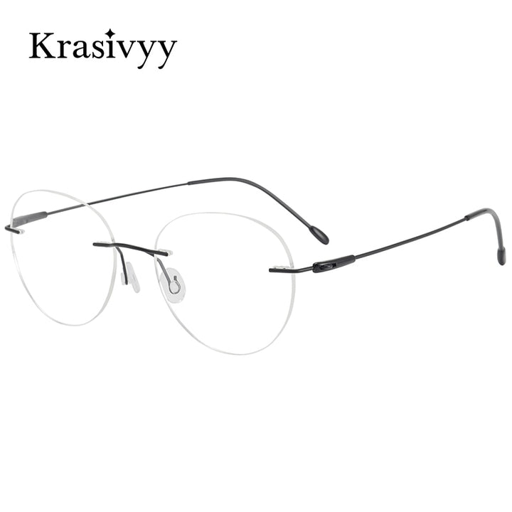 Krasivyy Unisex Rimless Round Titanium Eyeglasses Kr16072 Rimless Krasivyy